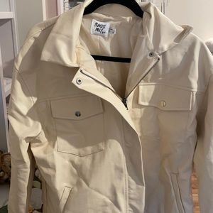 Princess Polly Cream Faux Leather Jacket